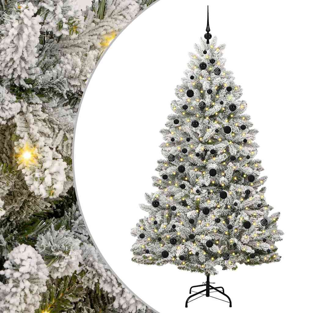 Kunstigt juletræ 210 cm 300 LED'er Varm hvid PVC og Stål