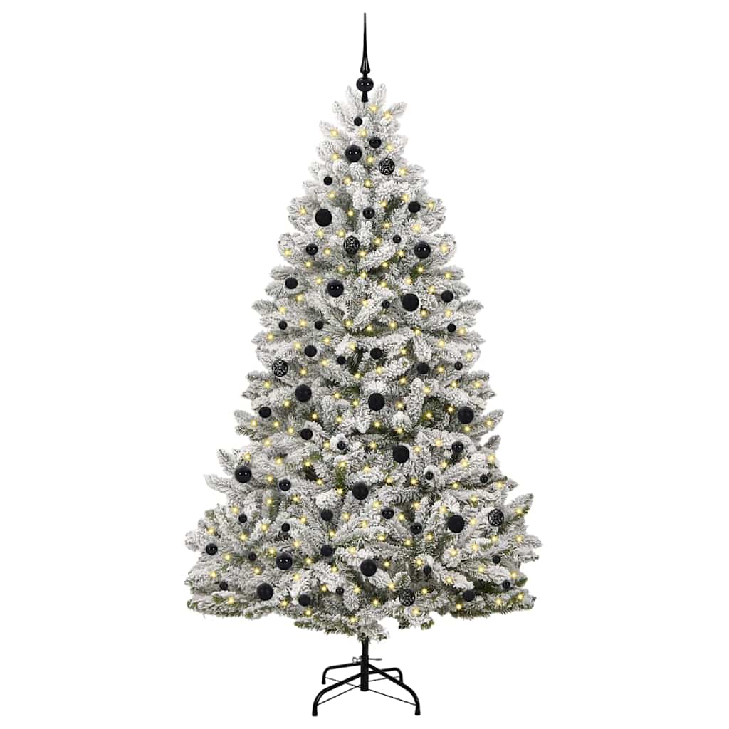 Kunstigt juletræ 210 cm 300 LED'er Varm hvid PVC og Stål
