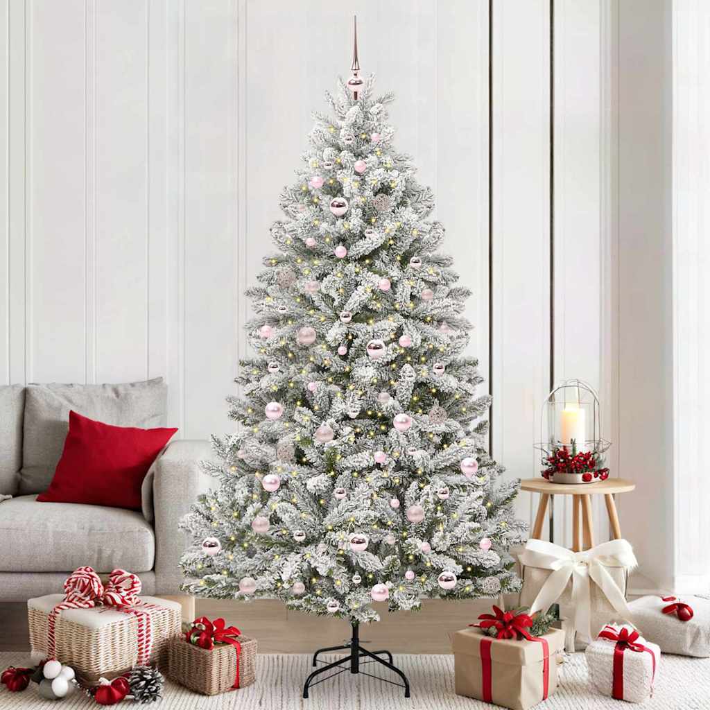 Kunstigt juletræ 210 cm 300 LED'er Varm hvid PVC og Stål
