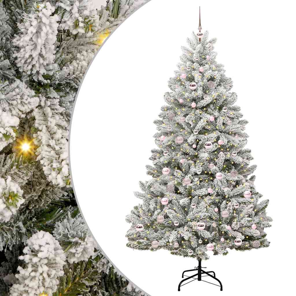 Kunstigt juletræ 210 cm 300 LED'er Varm hvid PVC og Stål