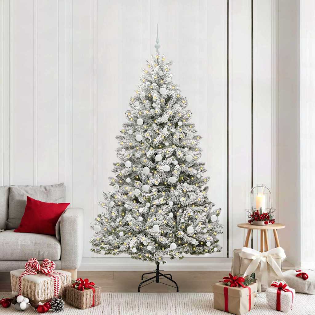 Kunstigt juletræ 210 cm 300 LED'er Varm hvid PVC og Stål