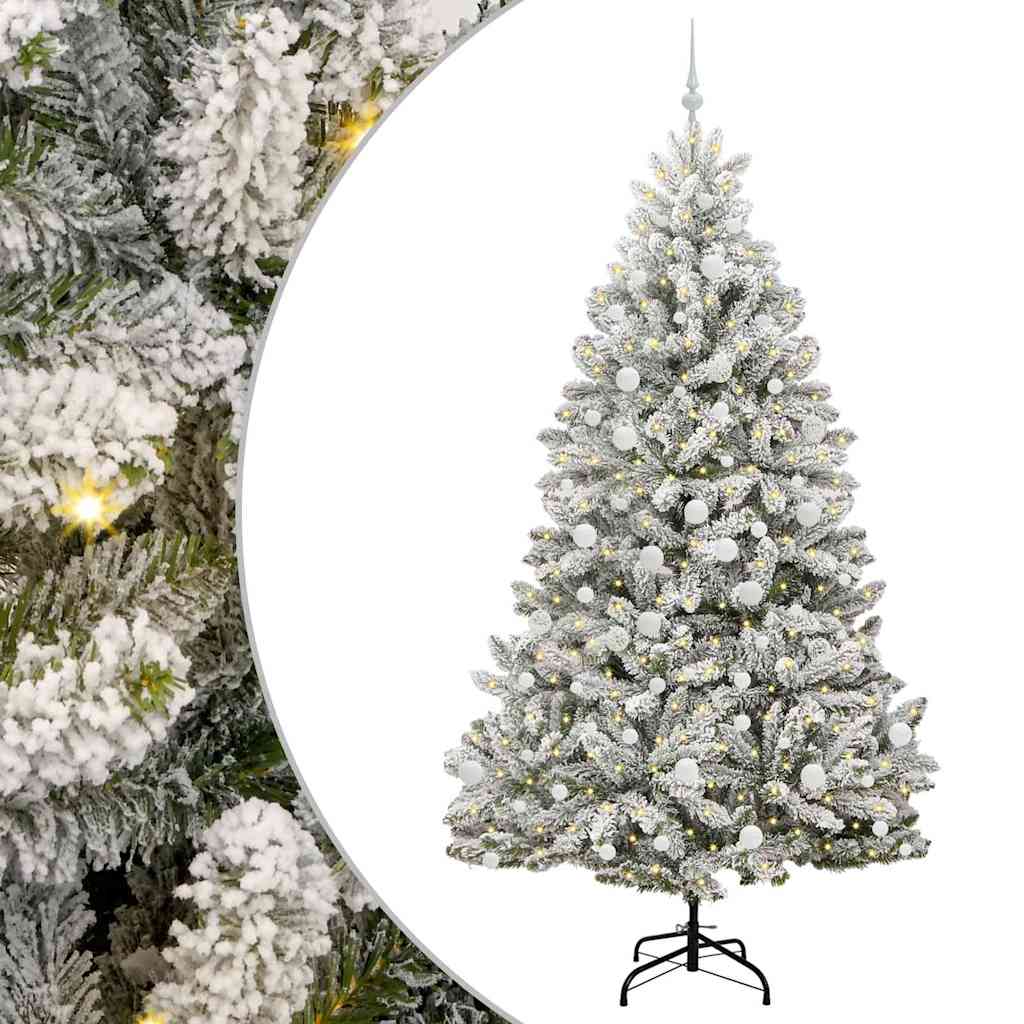 Kunstigt juletræ 210 cm 300 LED'er Varm hvid PVC og Stål