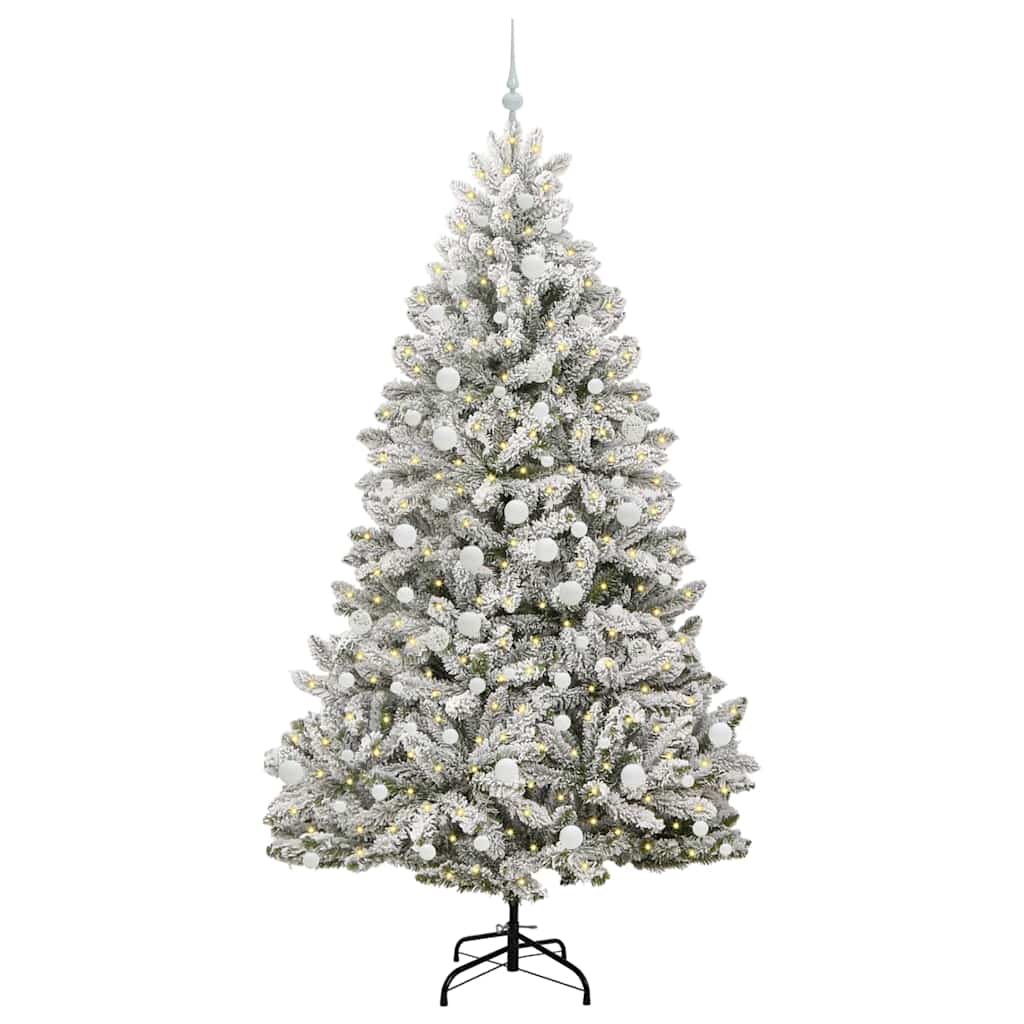 Kunstigt juletræ 210 cm 300 LED'er Varm hvid PVC og Stål
