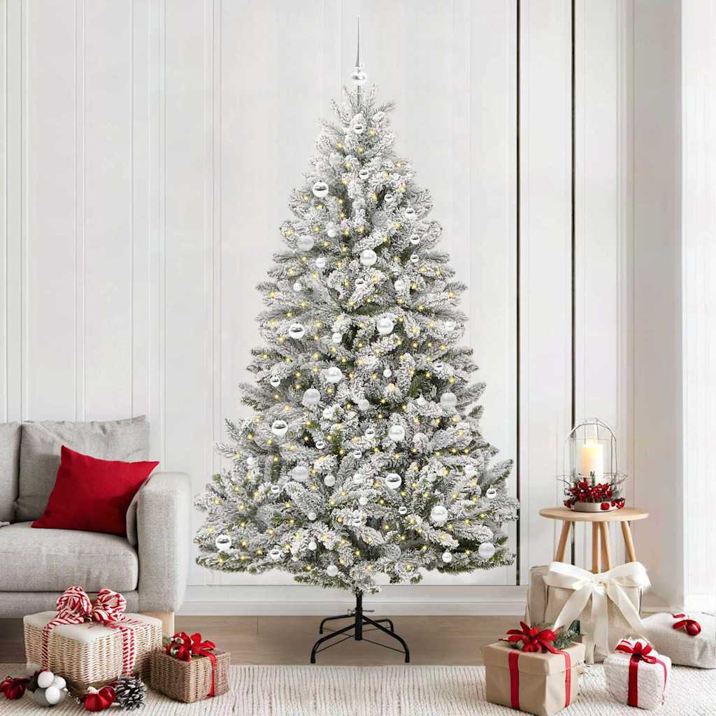 Kunstigt juletræ 210 cm 300 LED'er Varm hvid PVC og Stål