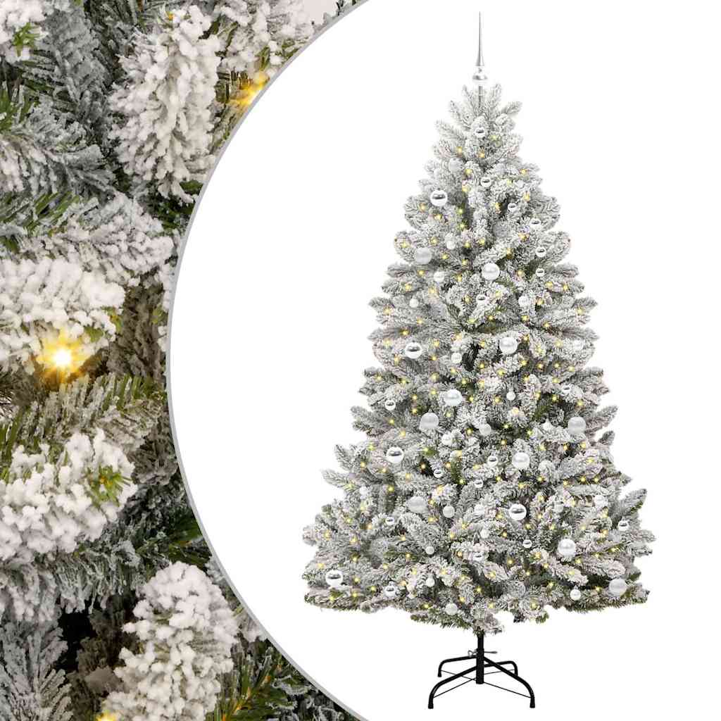 Kunstigt juletræ 210 cm 300 LED'er Varm hvid PVC og Stål