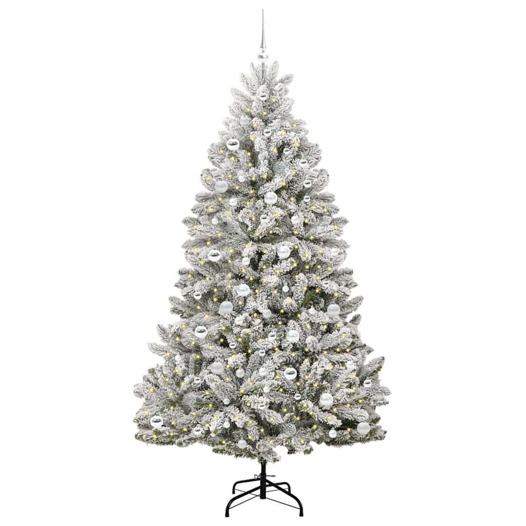 Kunstigt juletræ 210 cm 300 LED'er Varm hvid PVC og Stål