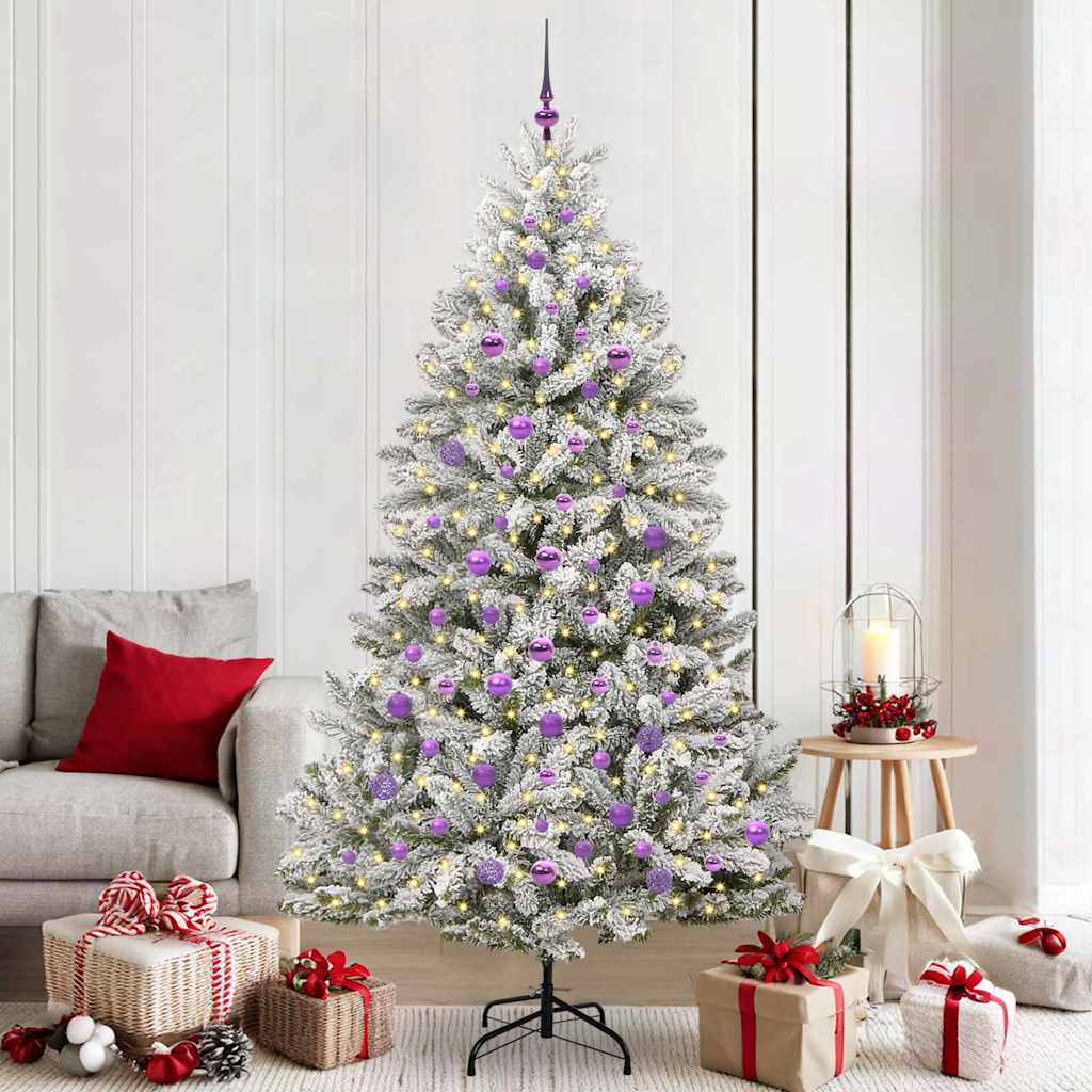 Kunstigt juletræ 210 cm 300 LED'er Varm hvid PVC og Stål