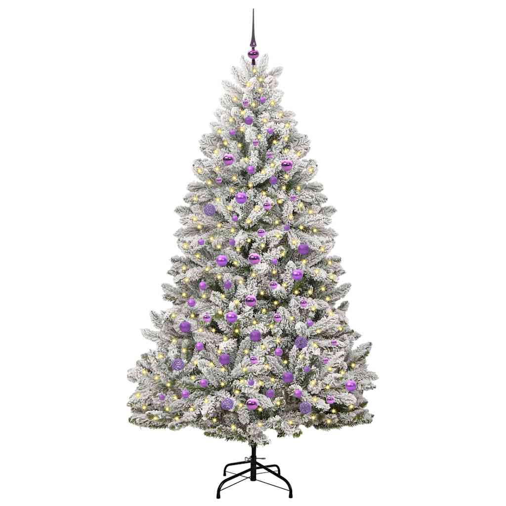 Kunstigt juletræ 210 cm 300 LED'er Varm hvid PVC og Stål