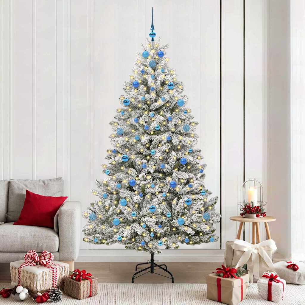 Kunstigt juletræ 210 cm 300 LED'er Varm hvid PVC og Stål