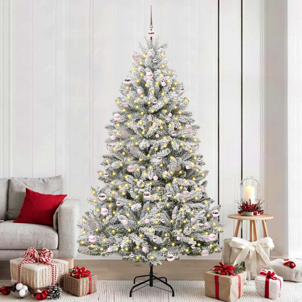 Kunstigt juletræ 240 cm 300 LED'er Varm hvid PVC og Stål