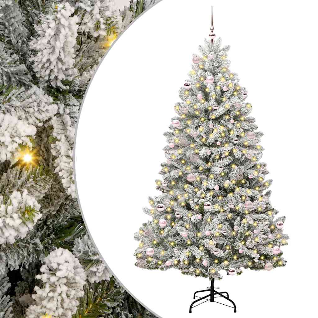 Kunstigt juletræ 240 cm 300 LED'er Varm hvid PVC og Stål