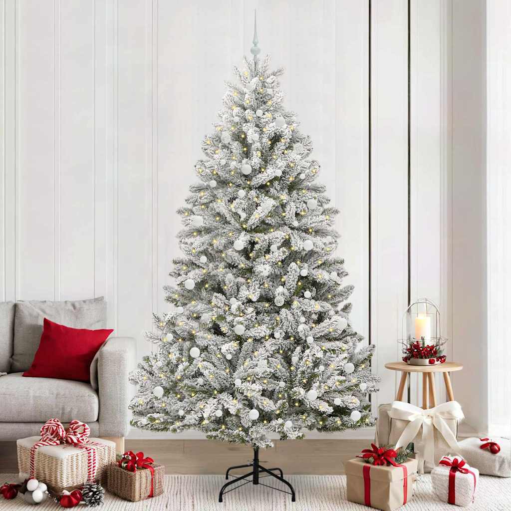 Kunstigt juletræ 240 cm 300 LED'er Varm hvid PVC og Stål