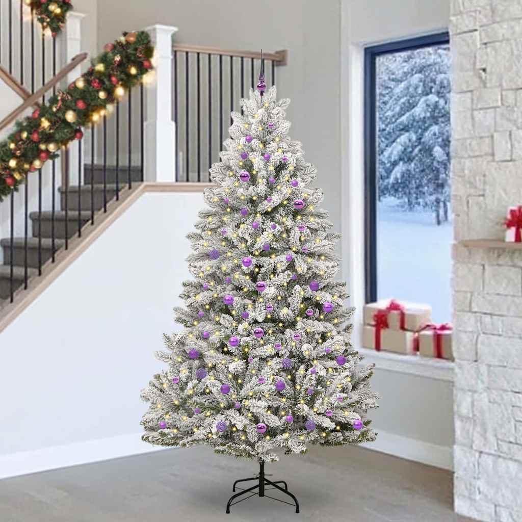 Kunstigt juletræ 240 cm 300 LED'er Varm hvid PVC og Stål