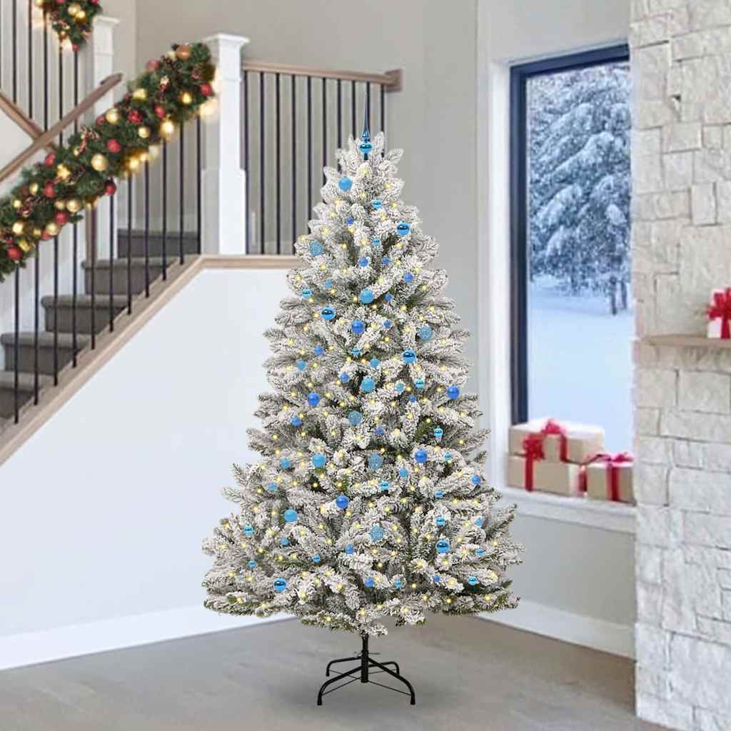 Kunstigt juletræ 240 cm 300 LED'er Varm hvid PVC og Stål