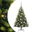 Kunstig hængslet juletræ med 150 LED-lys Grøn 120 cm PVC og PE