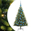 Kunstig hængslet juletræ med 150 LED-lys Grøn 120 cm PVC og PE