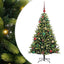 Kunstig hængslet juletræ med 150 LED-lys Grøn 120 cm PVC og PE