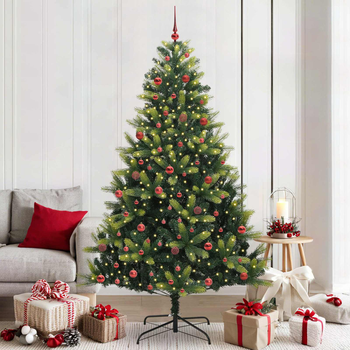 Kunstig Hengende Juletræ 300 LEDs Grøn 210 cm PVC og PE