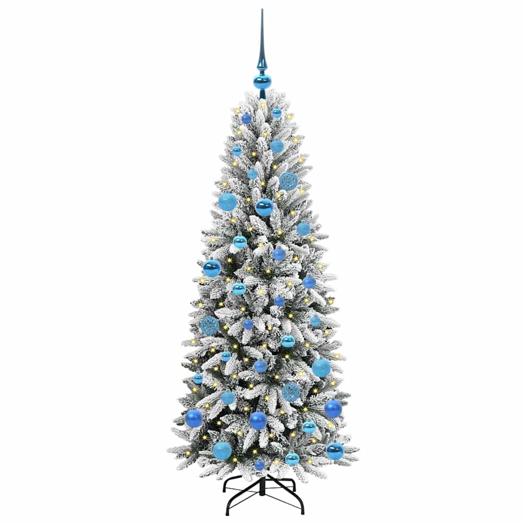 Kunstigt juletræ Hvid 150 cm PVC og plastik og stål og PE