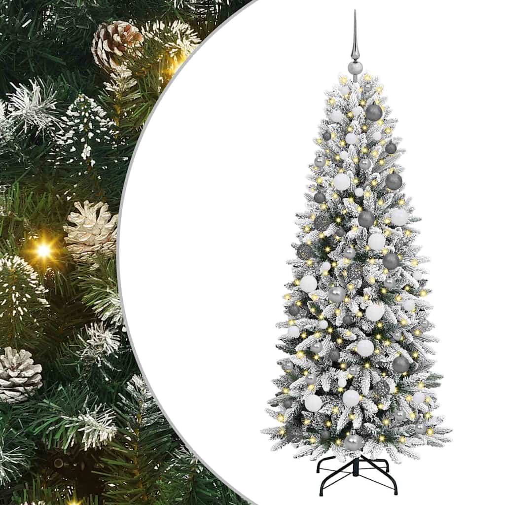 Kunstigt juletræ Hvid 180 cm PVC og plastik og stål og PE