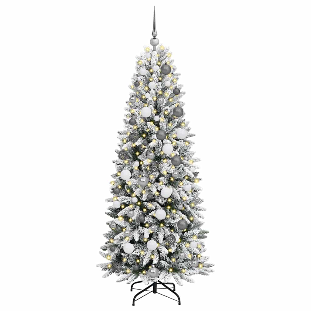 Kunstigt juletræ Hvid 180 cm PVC og plastik og stål og PE