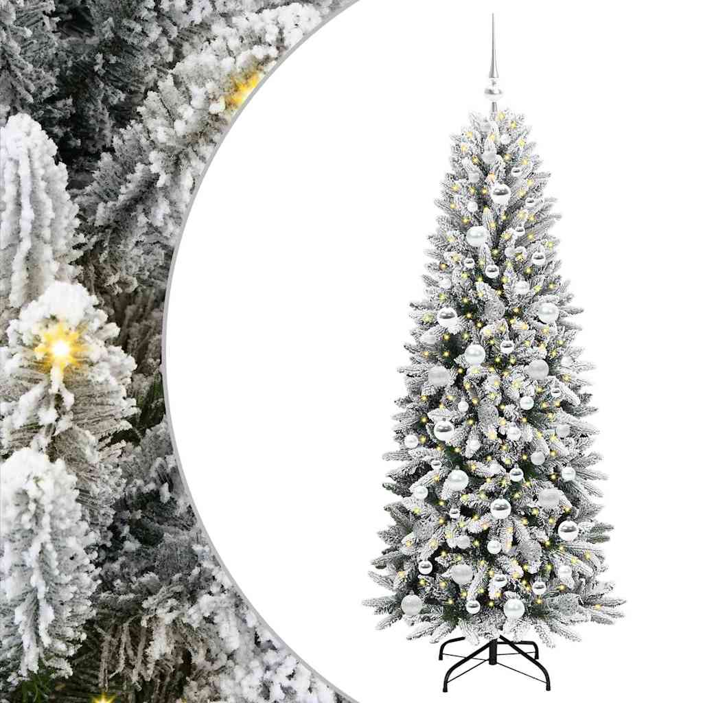 Kunstigt juletræ Hvid 180 cm PVC og plastik og stål og PE