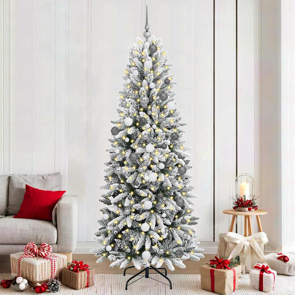 Kunstigt juletræ Hvid 210 cm PVC og plastik og stål og PE