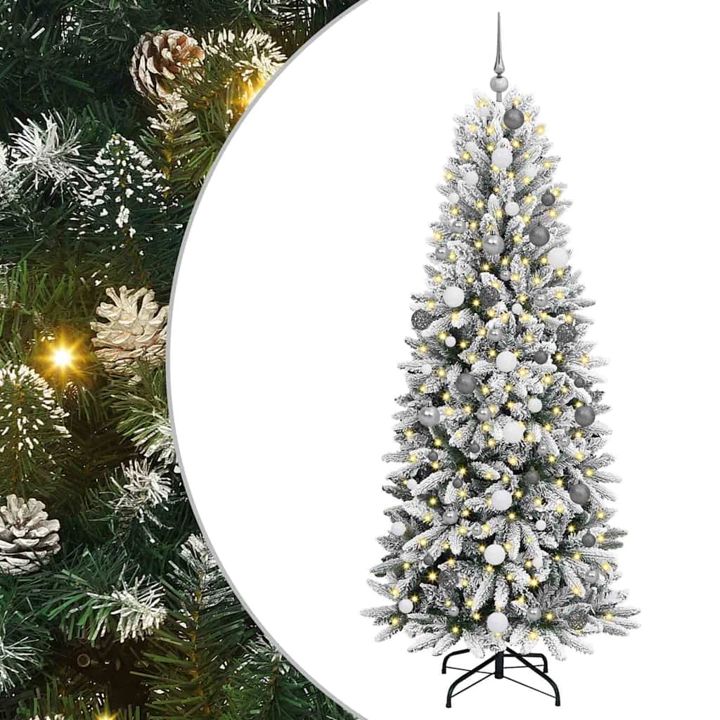 Kunstigt juletræ Hvid 210 cm PVC og plastik og stål og PE