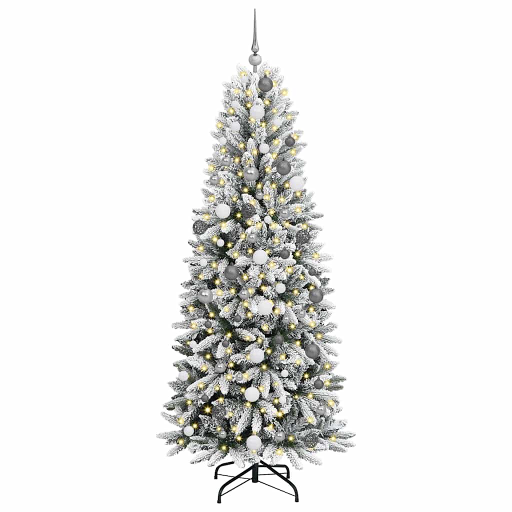 Kunstigt juletræ Hvid 210 cm PVC og plastik og stål og PE