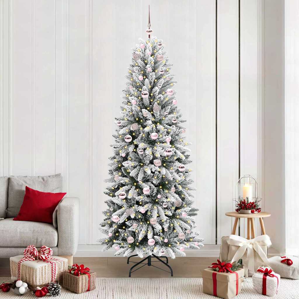 Kunstigt juletræ Hvid 210 cm PVC og plastik og stål og PE
