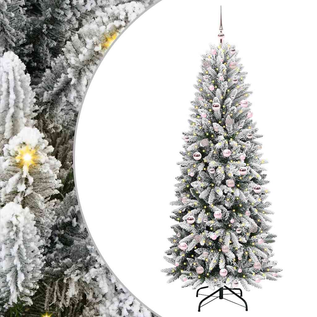 Kunstigt juletræ Hvid 210 cm PVC og plastik og stål og PE