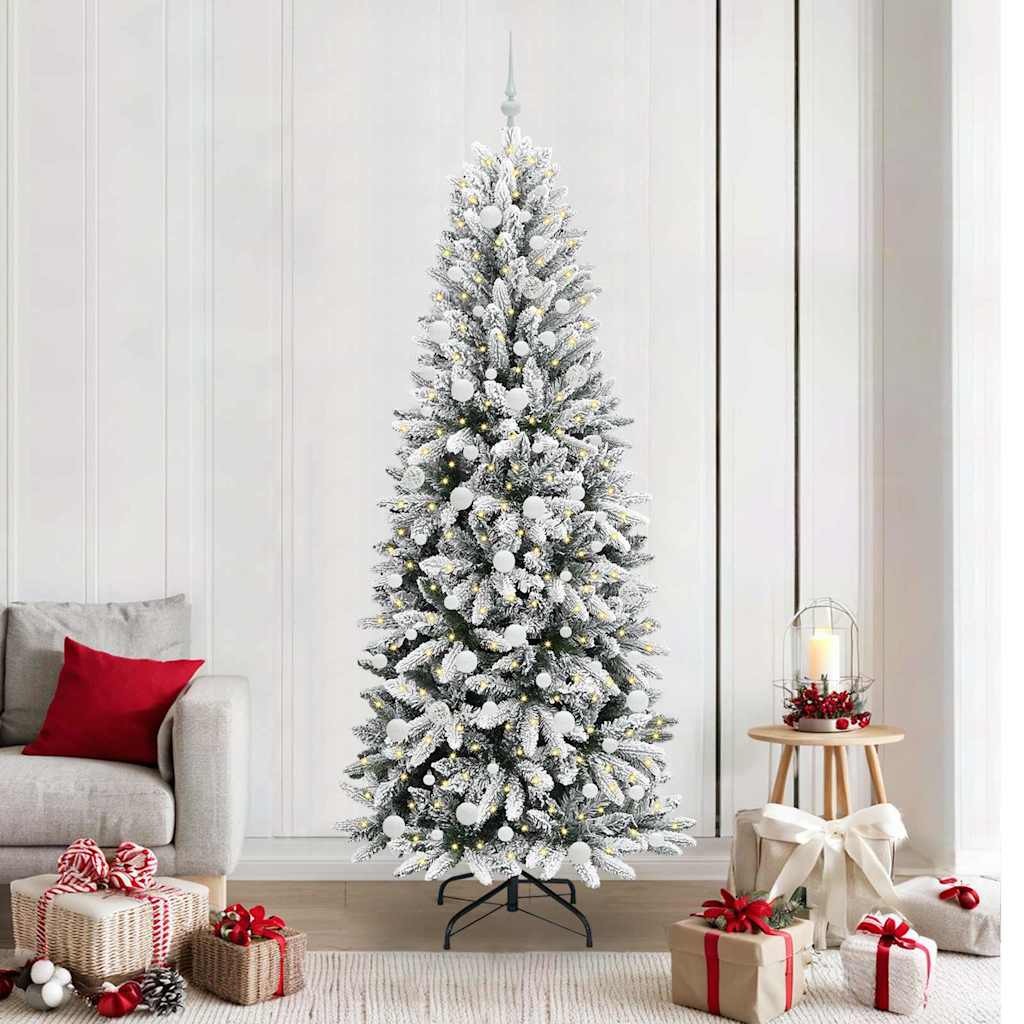 Kunstigt juletræ Hvid 210 cm PVC og plastik og stål og PE