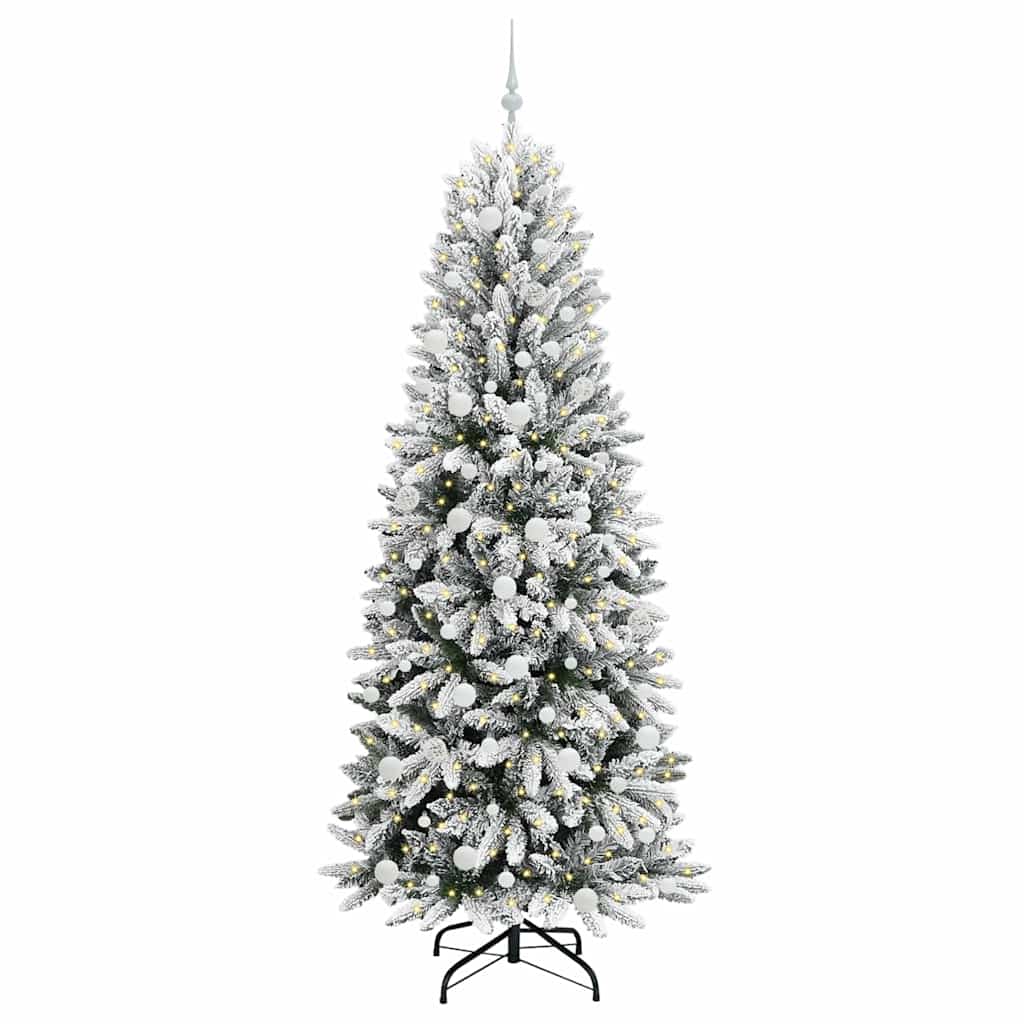 Kunstigt juletræ Hvid 210 cm PVC og plastik og stål og PE