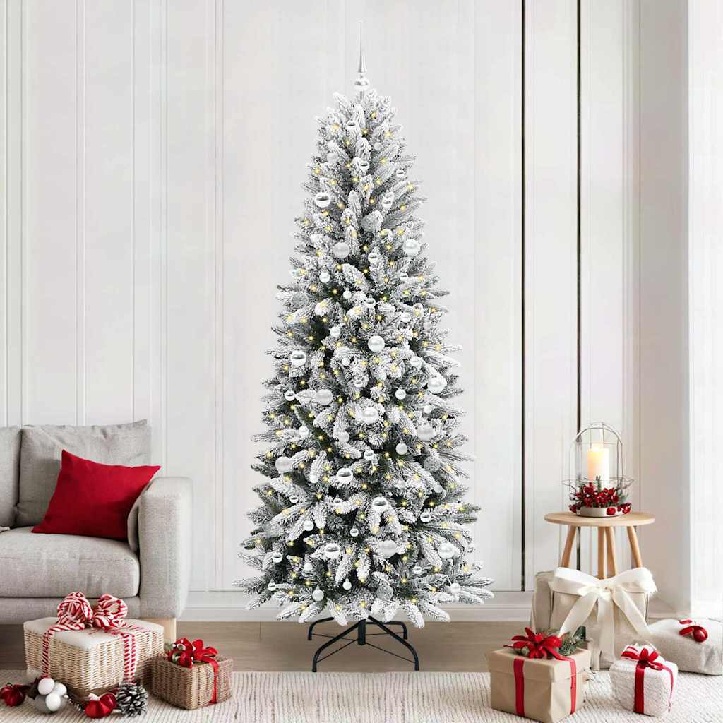 Kunstigt juletræ Hvid 210 cm PVC og plastik og stål og PE