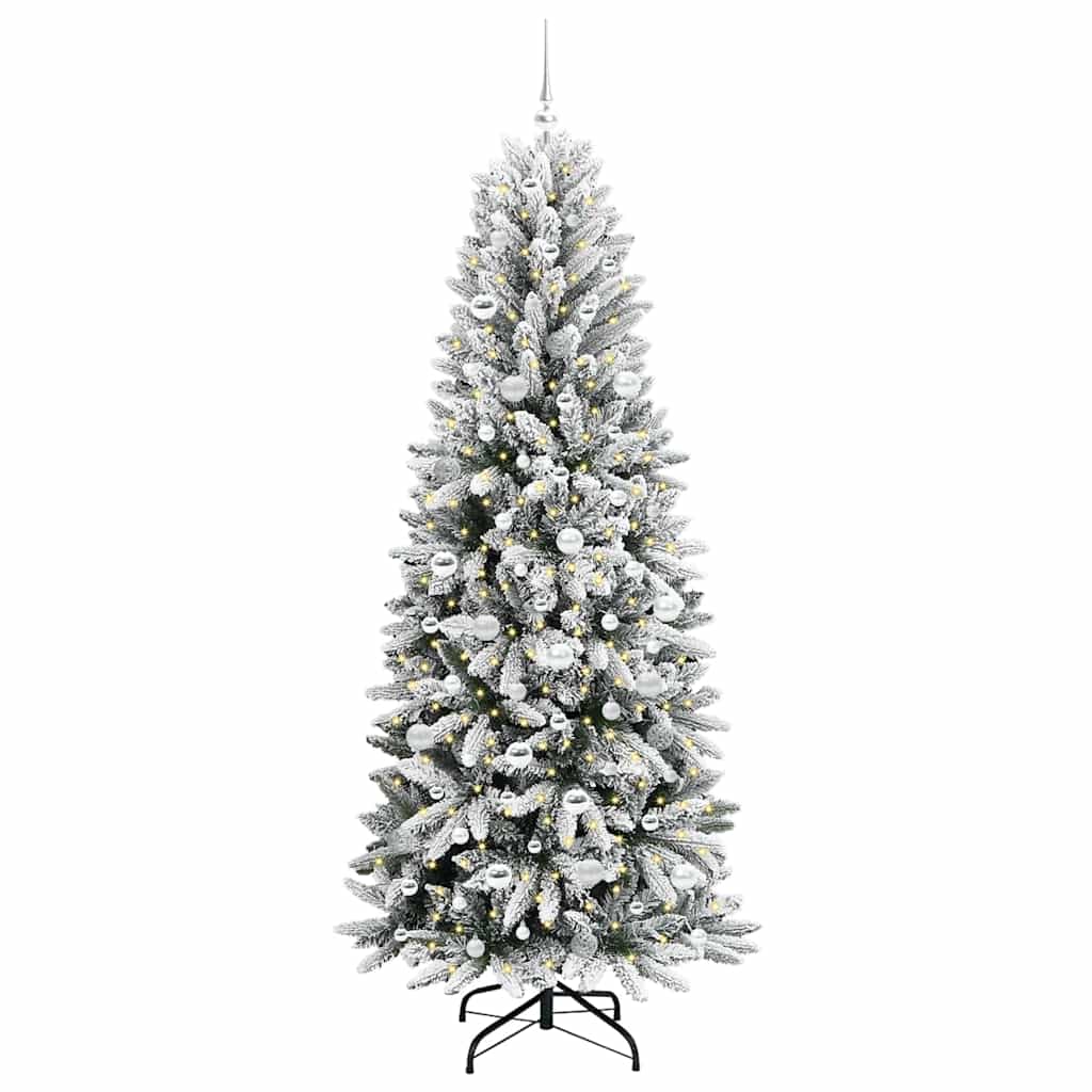 Kunstigt juletræ Hvid 210 cm PVC og plastik og stål og PE