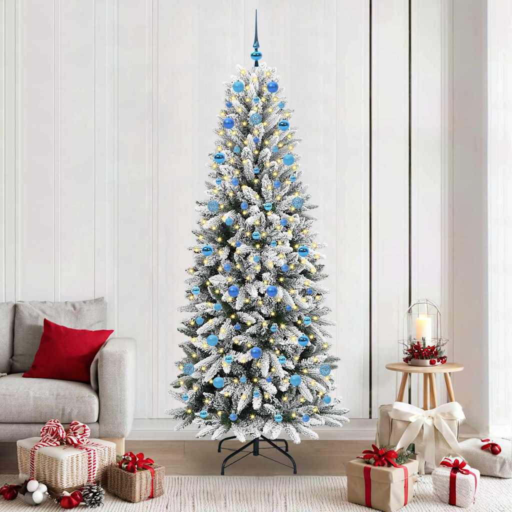 Kunstigt juletræ Hvid 210 cm PVC og plastik og stål og PE