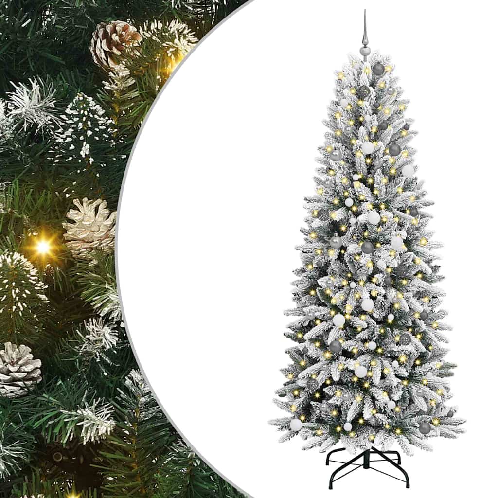 Kunstigt juletræ Hvid 240 cm PVC og plastik og stål og PE