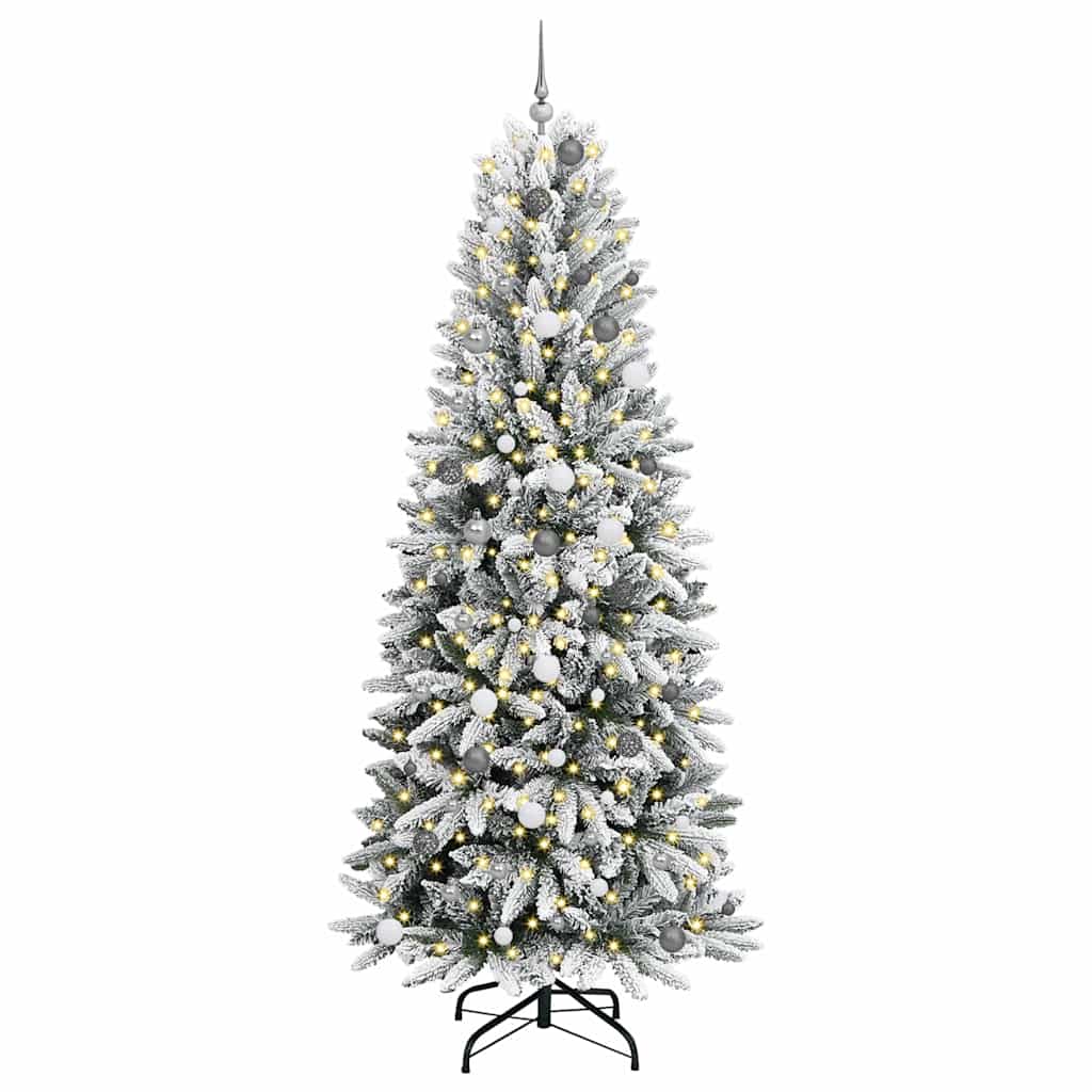 Kunstigt juletræ Hvid 240 cm PVC og plastik og stål og PE