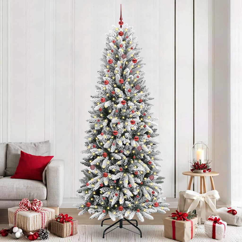 Kunstigt juletræ Hvid 240 cm PVC og plastik og stål og PE