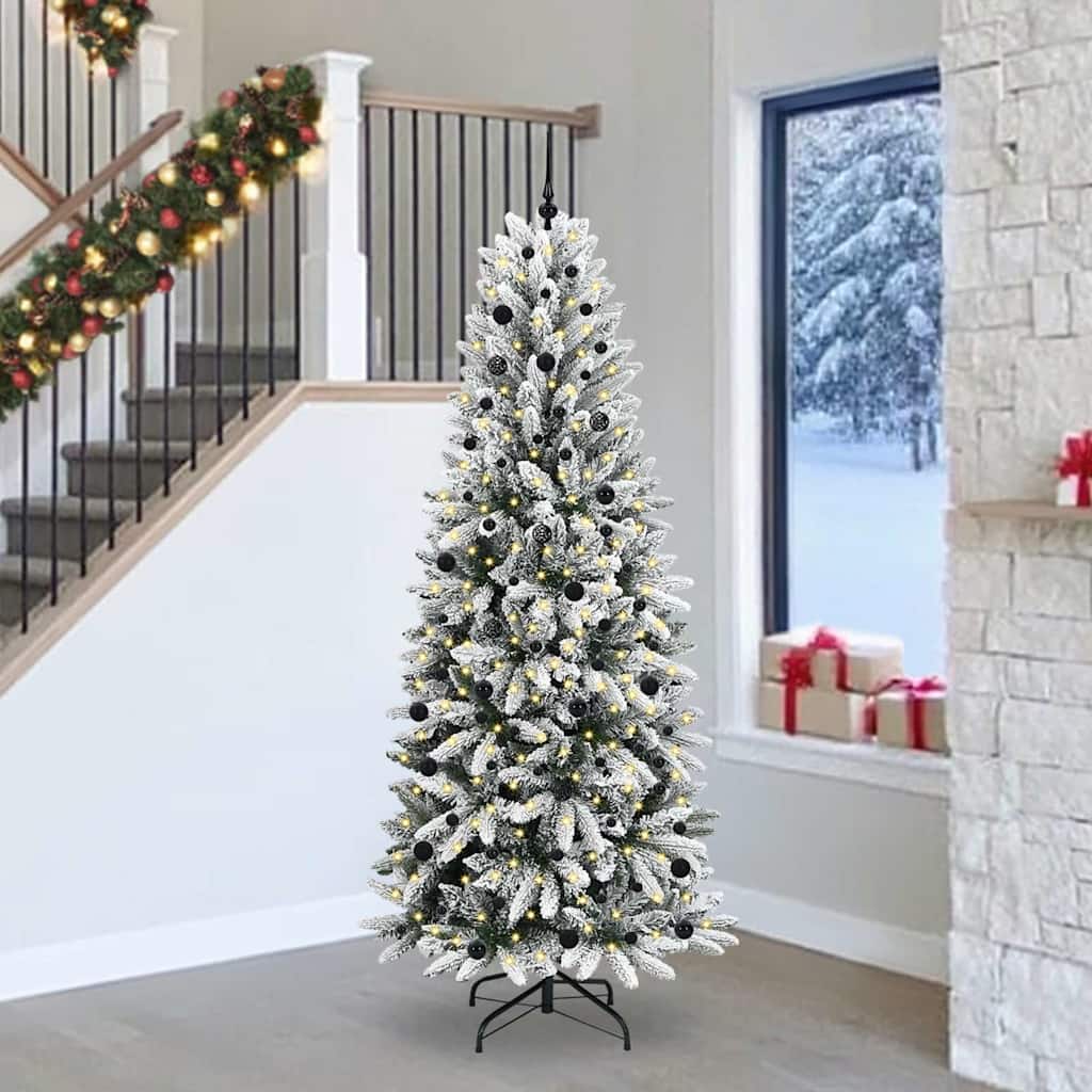 Kunstigt juletræ Hvid 240 cm PVC og plastik og stål og PE