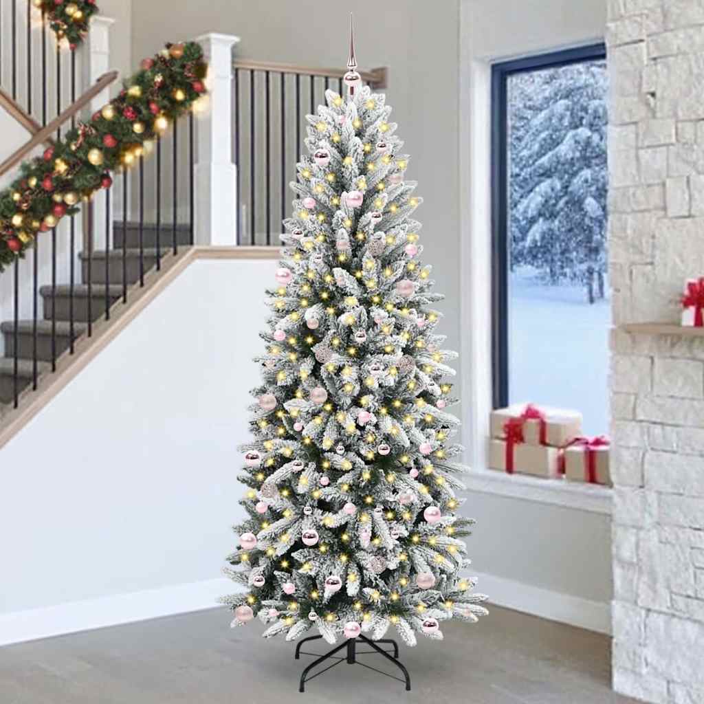 Kunstigt juletræ Hvid 240 cm PVC og plastik og stål og PE