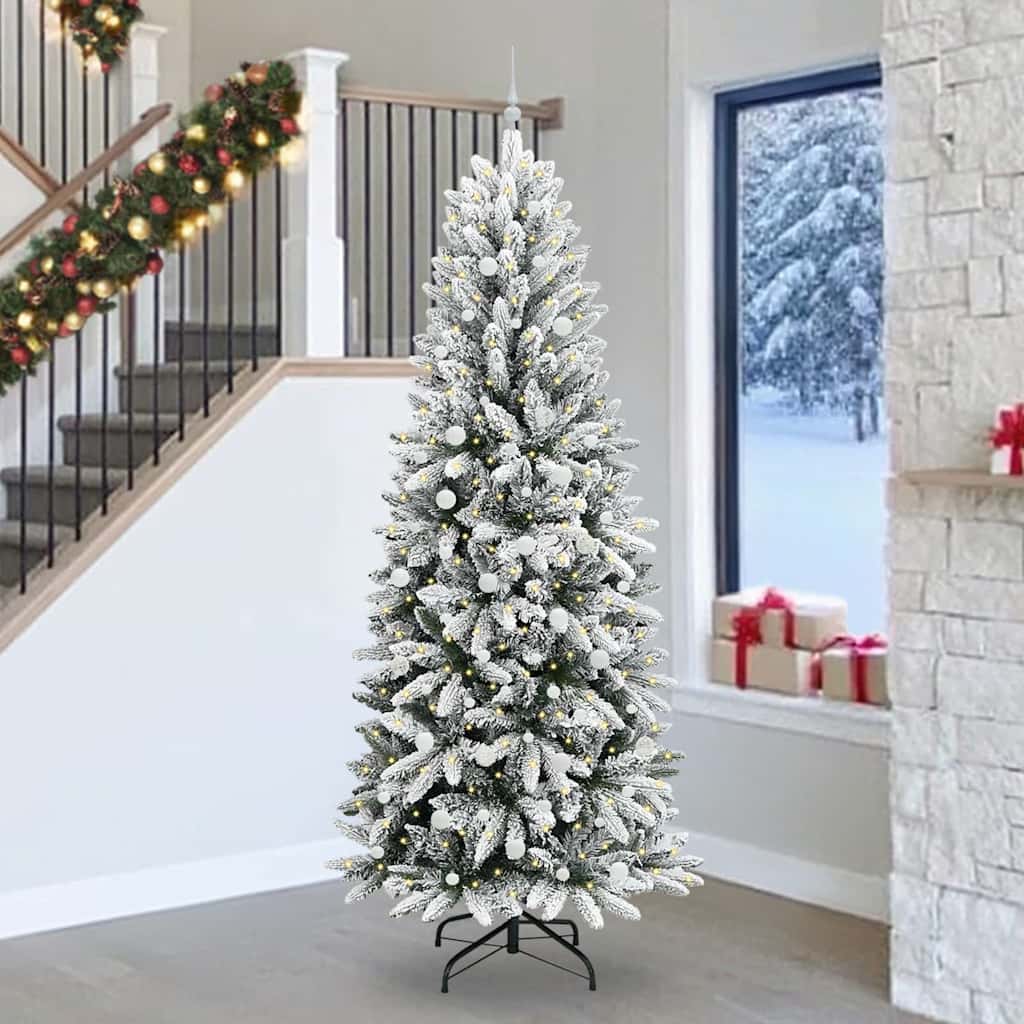 Kunstigt juletræ Hvid 240 cm PVC og plastik og stål og PE