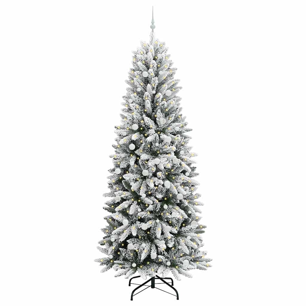 Kunstigt juletræ Hvid 240 cm PVC og plastik og stål og PE