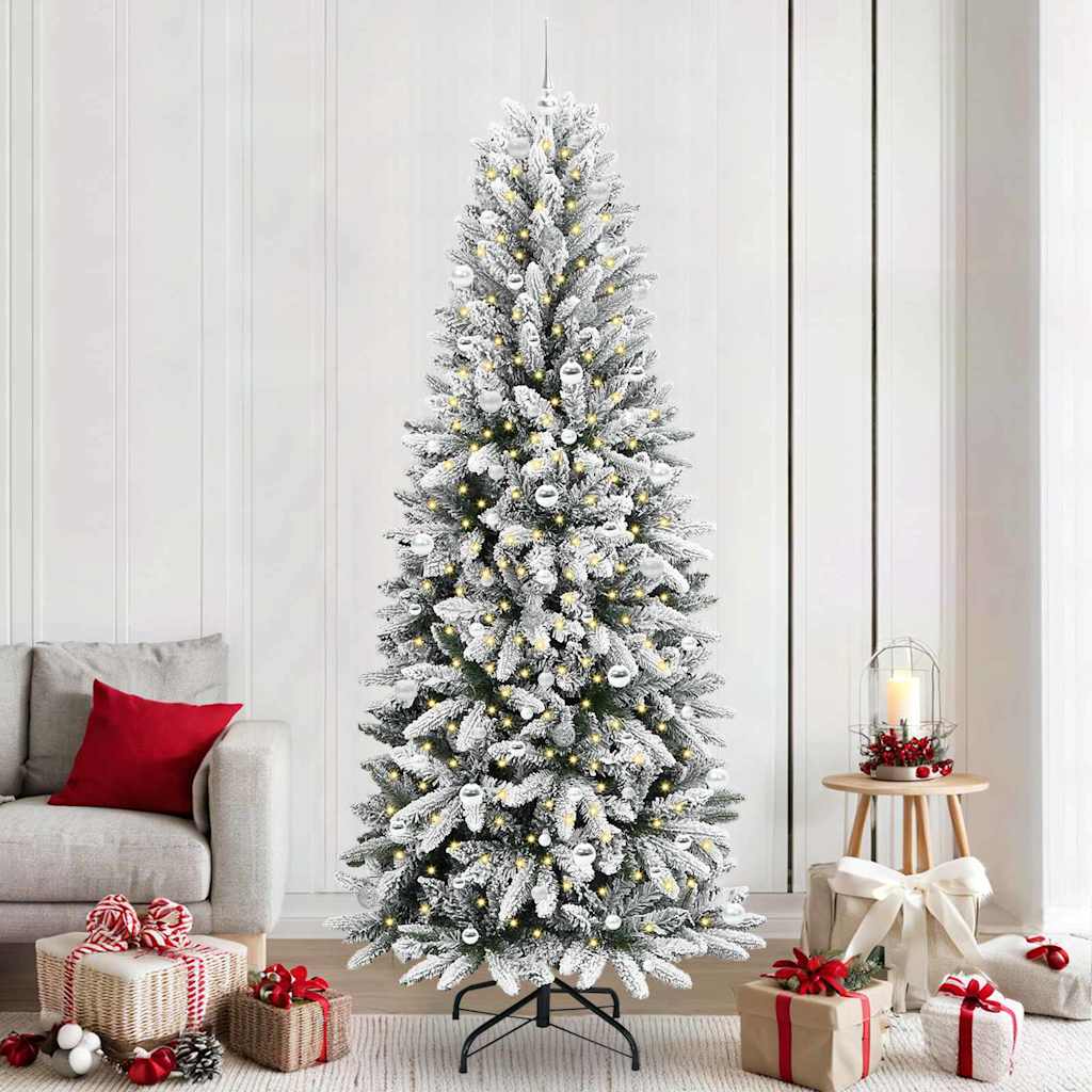 Kunstigt juletræ Hvid 240 cm PVC og plastik og stål og PE