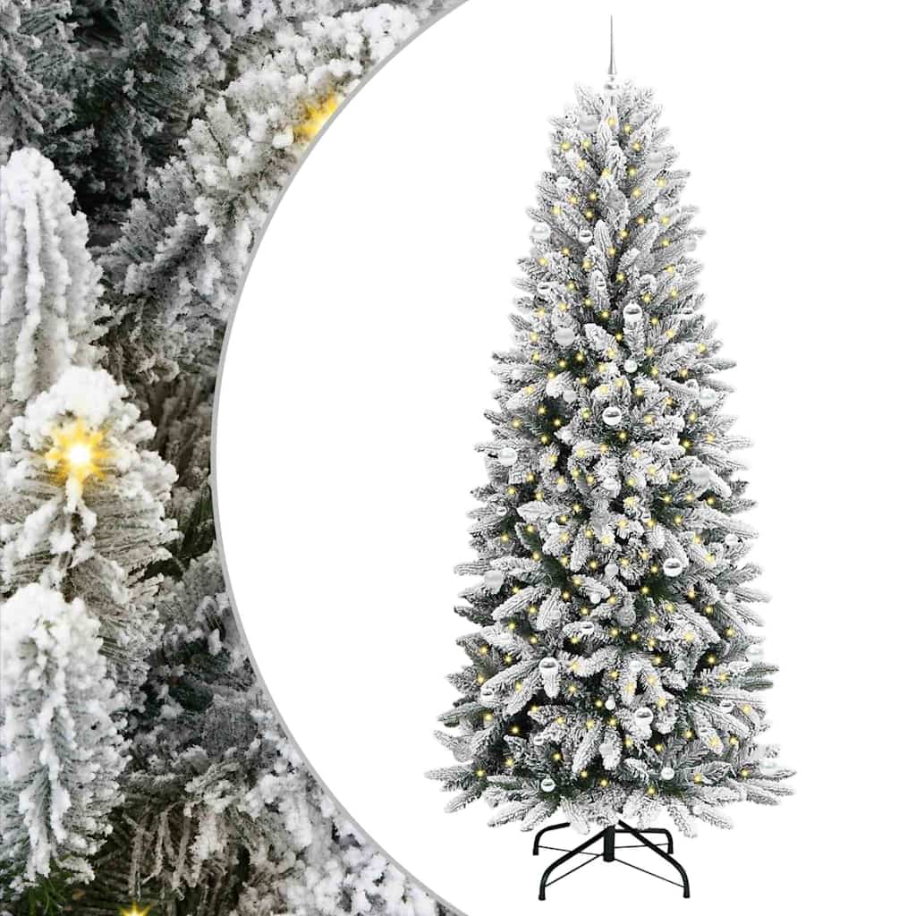 Kunstigt juletræ Hvid 240 cm PVC og plastik og stål og PE