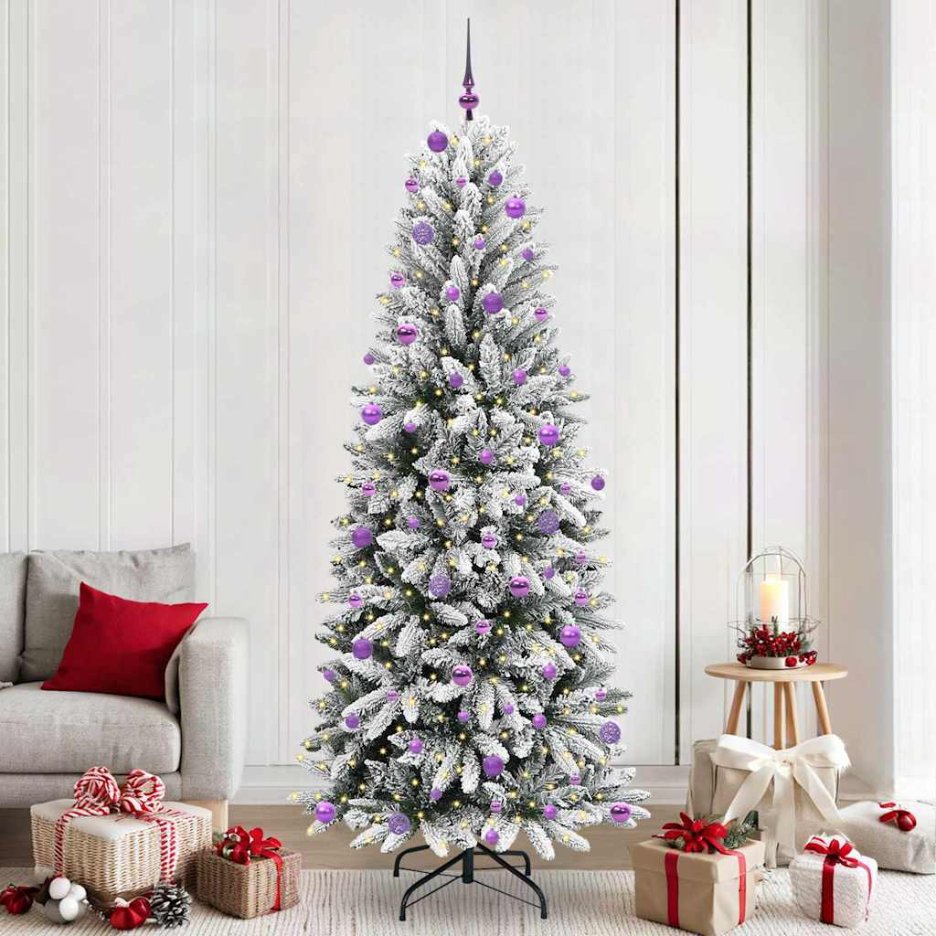 Kunstigt juletræ Hvid 240 cm PVC og plastik og stål og PE
