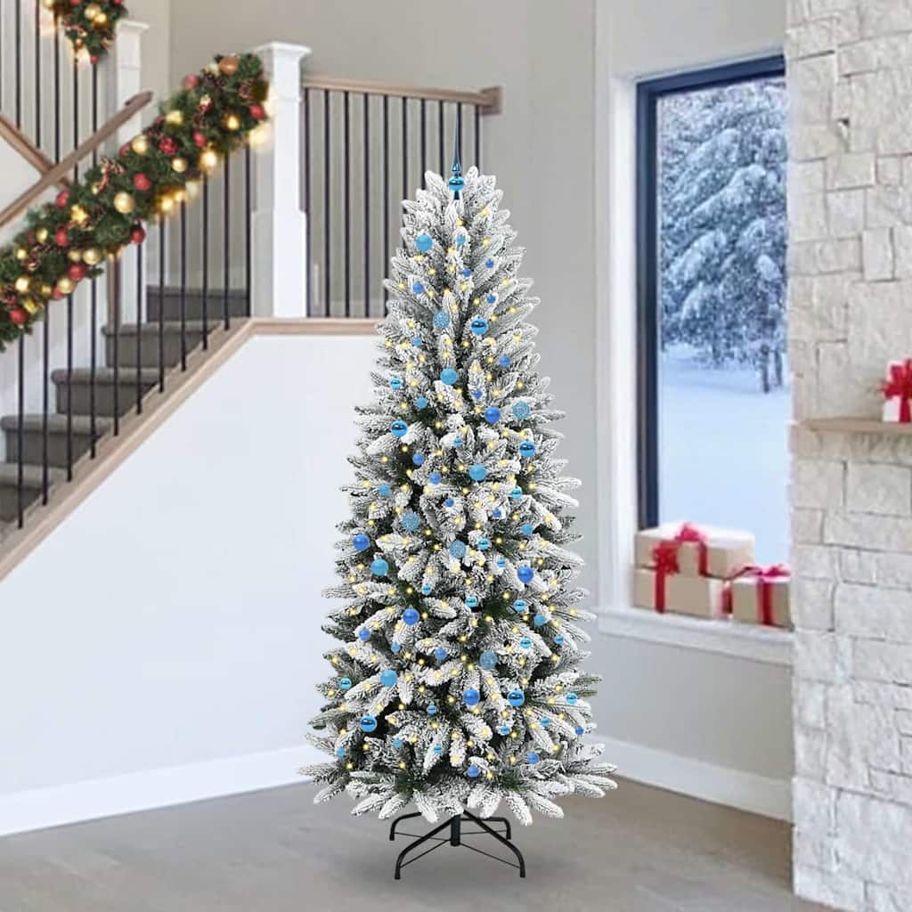 Kunstigt juletræ Hvid 240 cm PVC og plastik og stål og PE