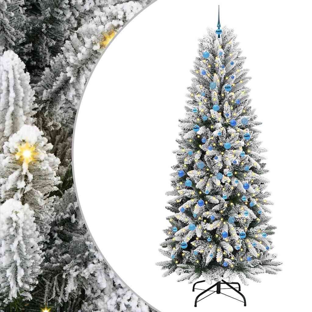Kunstigt juletræ Hvid 240 cm PVC og plastik og stål og PE