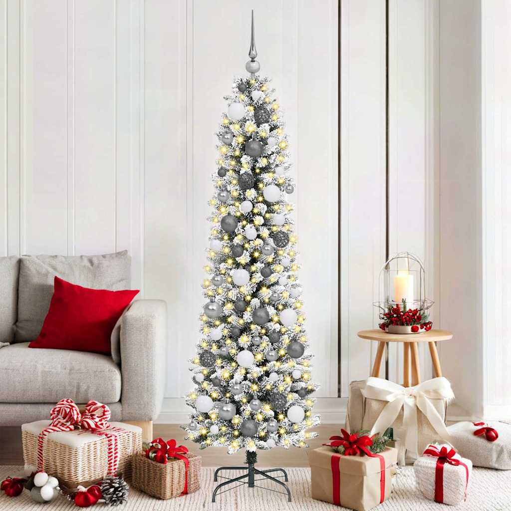 Kunstigt juletræ Hvid 180 cm PVC og metal og plast
