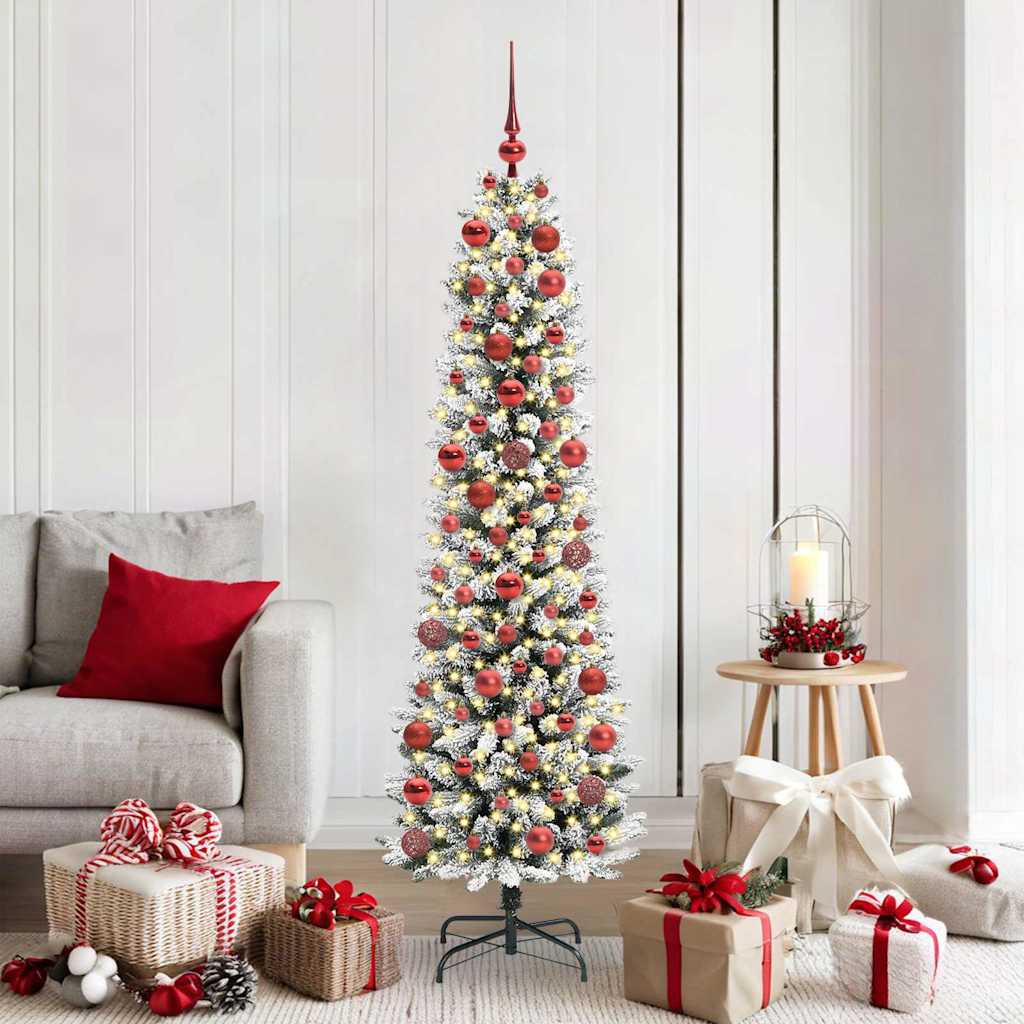 Kunstigt juletræ Hvid 180 cm PVC og metal og plast